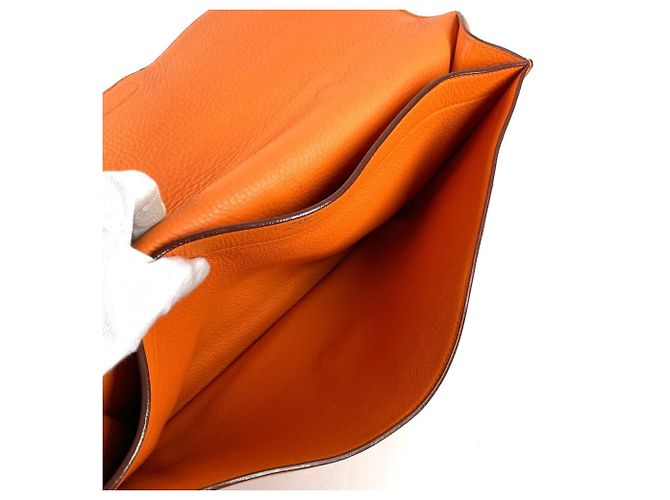 Sac à dépêches Pasta de couro Taurillon Clemence da Hermès Laranja - vista 9