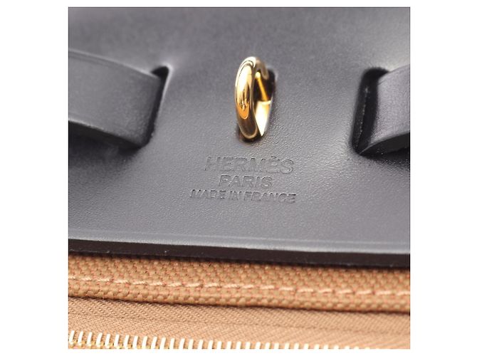 Borsa Hermès Herbag Zip PM Letourne Craft Marrone Nero - vista 4