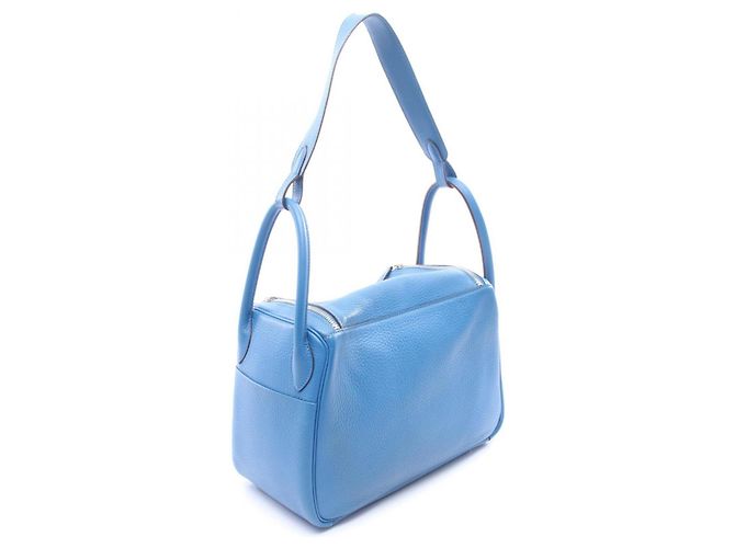 Borsa a Spalla Hermès Lindy 30 in Blu - vista 2