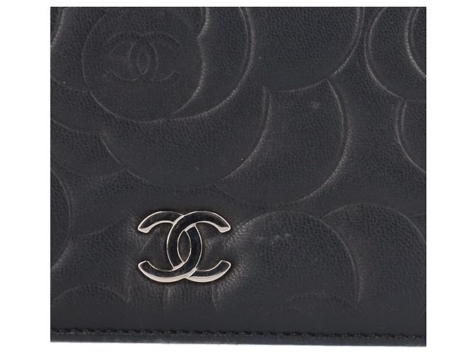 Billetera bifold Chanel Camelia Coco Mark Negro - vista 13