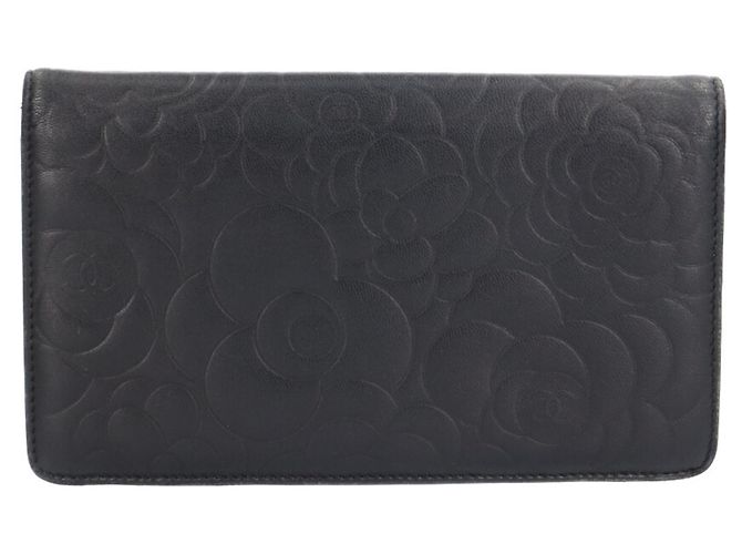 Billetera bifold Chanel Camelia Coco Mark Negro - vista 2