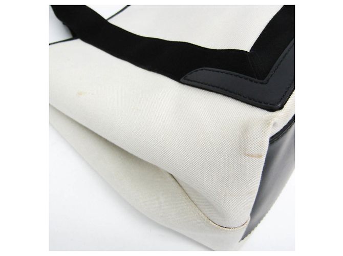 Borsa Tote Balenciaga NAVY CABAS M Nero Bianco sporco - vista 4