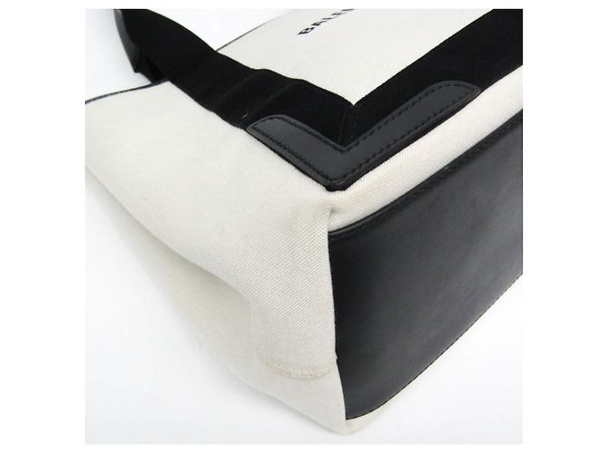 Borsa Tote Balenciaga NAVY CABAS M Nero Bianco sporco - vista 5