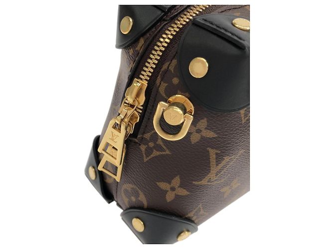 Borsa Louis Vuitton Monogram Petite Malle Souple Marrone Nero - vista 4