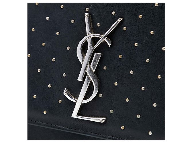 Saint Laurent Black Medium Leather Studded Monogram Kate Crossbody - view 6