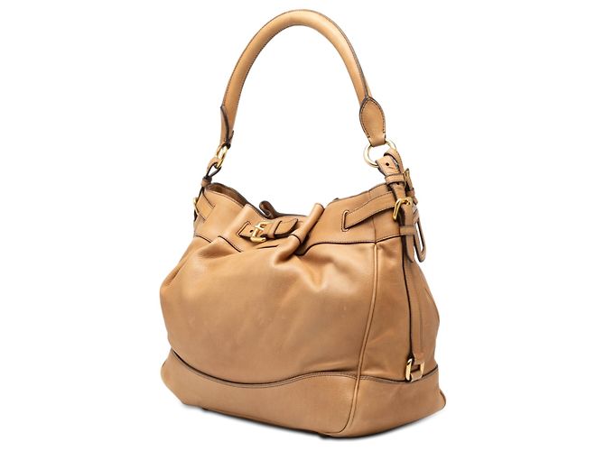 Prada Schultertasche aus braunem Vitello Daino Karamell - Ansicht 2