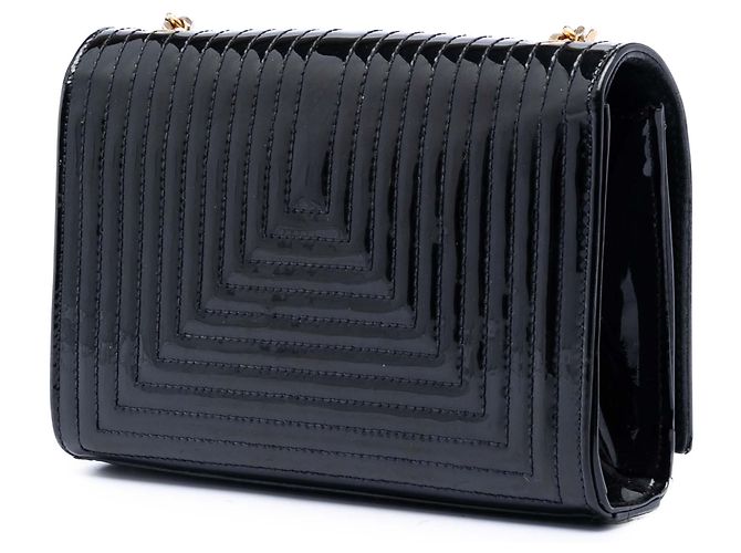 Borsa a tracolla Kate piccola in vernice nera con monogramma e frange di Saint Laurent Nero - vista 2