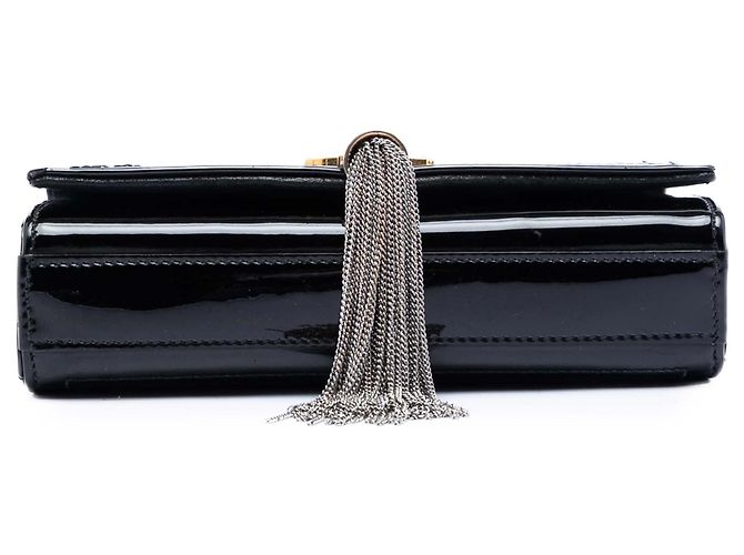Borsa a tracolla Kate piccola in vernice nera con monogramma e frange di Saint Laurent Nero - vista 3