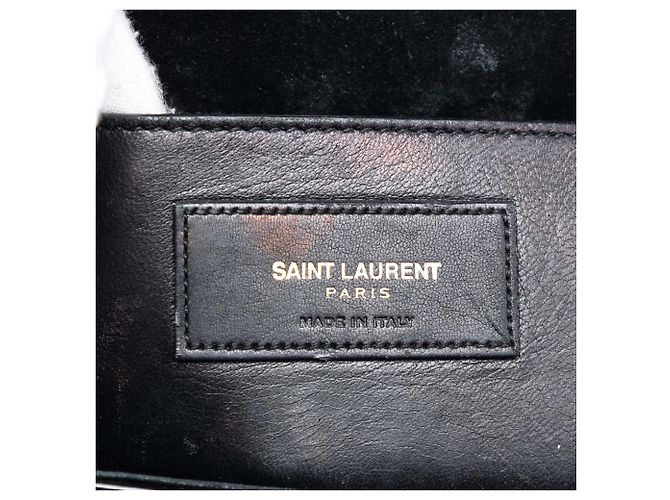 Borsa a tracolla Kate piccola in vernice nera con monogramma e frange di Saint Laurent Nero - vista 5
