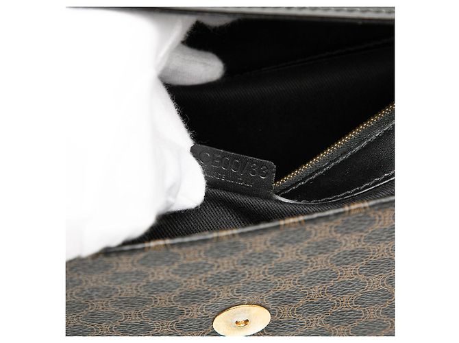 Céline Clutch de lona recubierta Macadam marrón y cuero Celine Castaño - vista 6