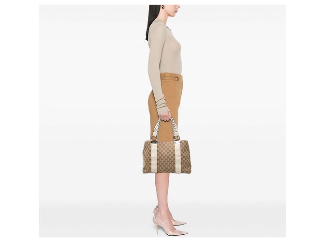 Gucci Beige Medium GG Canvas Bamboo Libeccio Tote - Ansicht 11