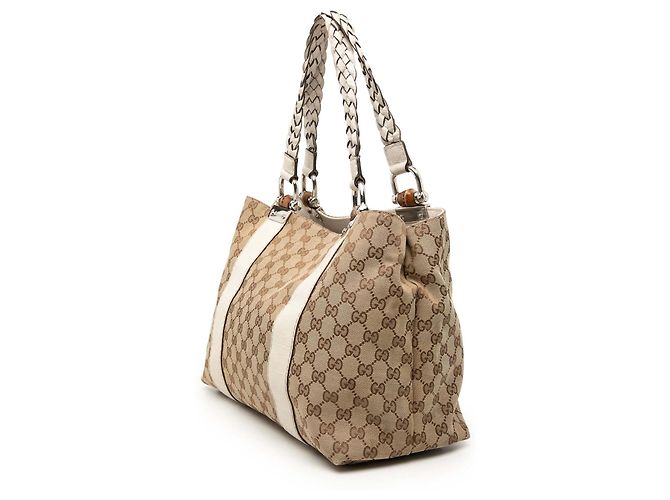 Gucci Beige Medium GG Canvas Bamboo Libeccio Tote - Ansicht 2