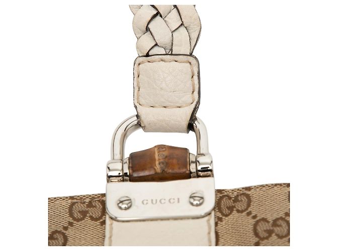 Gucci Beige Medium GG Canvas Bamboo Libeccio Tote - Ansicht 7