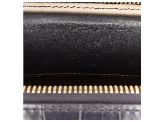 Borsa Vanity C in pelle nera con stampa coccodrillo Chloé Nero - vista 6