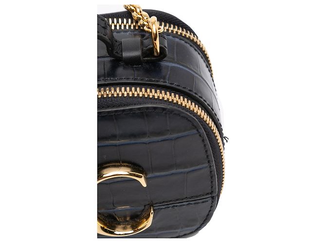 Borsa Vanity C in pelle nera con stampa coccodrillo Chloé Nero - vista 8