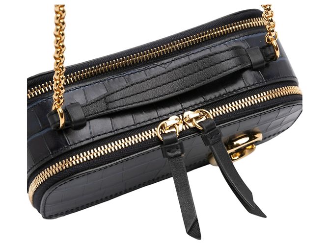 Borsa Vanity C in pelle nera con stampa coccodrillo Chloé Nero - vista 9