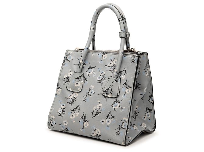 Prada Graue Saffiano Floral Print Doppel-Taschen-Handtasche Braun - Ansicht 2