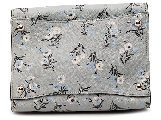 Prada Graue Saffiano Floral Print Doppel-Taschen-Handtasche Braun - Ansicht 3