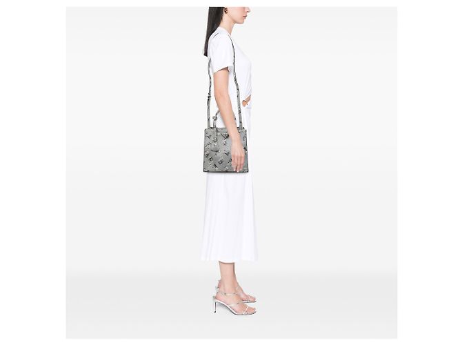 Prada Graue Saffiano Floral Print Doppel-Taschen-Handtasche Braun - Ansicht 6