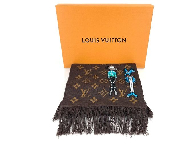Sciarpa LV Friends con frange di Louis Vuitton Virgil Abloh Marrone - vista 10