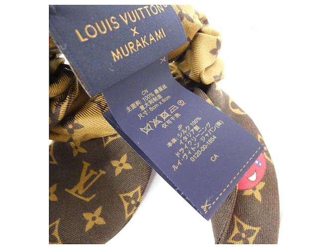 Scrunchie in seta Monogram Cherry Louis Vuitton Marrone Bianco - vista 4