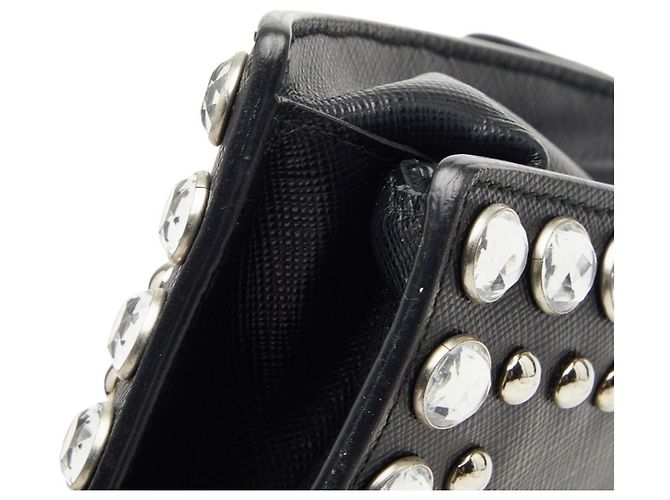 Saffiano Bolsa de ombro com studs Prada Preto - vista 4