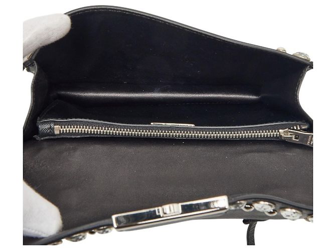 Saffiano Bolsa de ombro com studs Prada Preto - vista 6