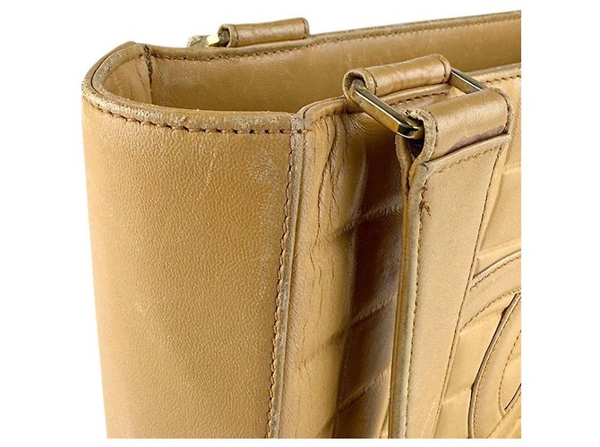 Borsa a spalla in pelle beige Chanel - vista 6