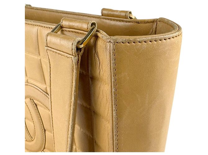 Borsa a spalla in pelle beige Chanel - vista 7