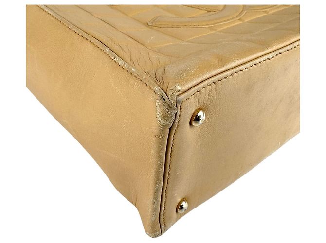 Borsa a spalla in pelle beige Chanel - vista 8