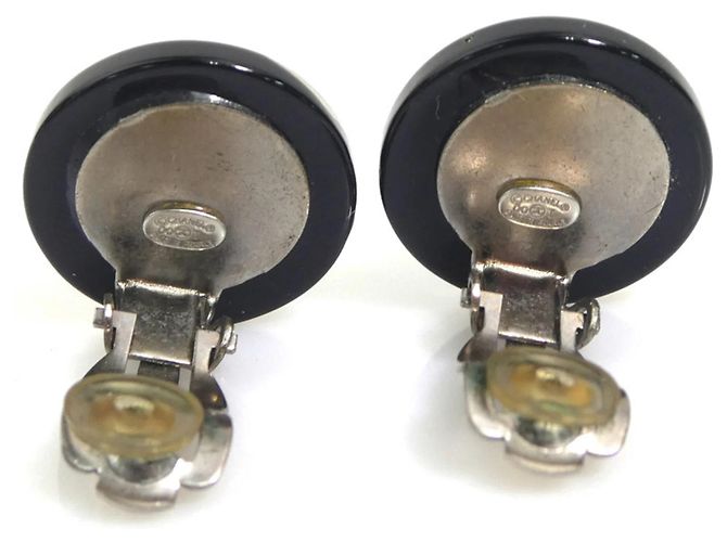 Orecchini a clip in metallo e resina Chanel Nero Argento - vista 4