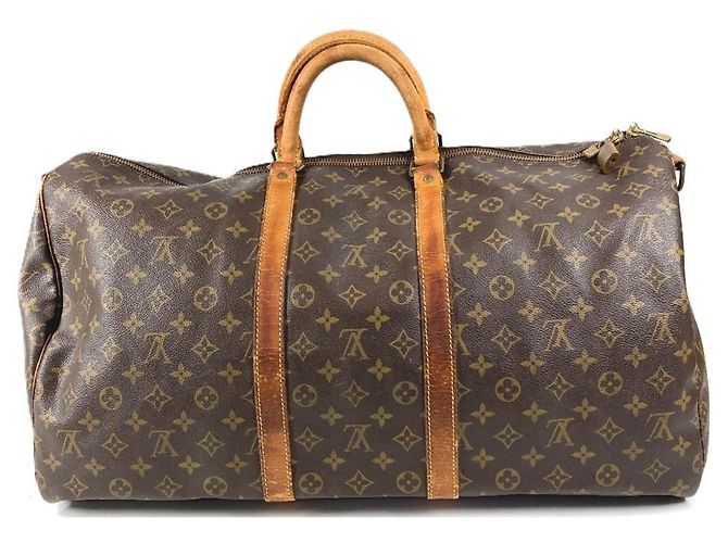 Borsa Keepall Bandoulière 55 Monogram Louis Vuitton Marrone - vista 2