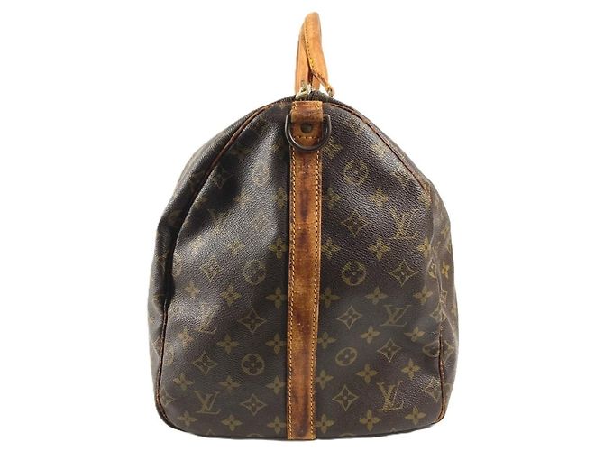Borsa Keepall Bandoulière 55 Monogram Louis Vuitton Marrone - vista 3