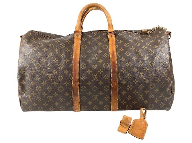 Borsa Keepall Bandoulière 55 Monogram Louis Vuitton Marrone - vista 6