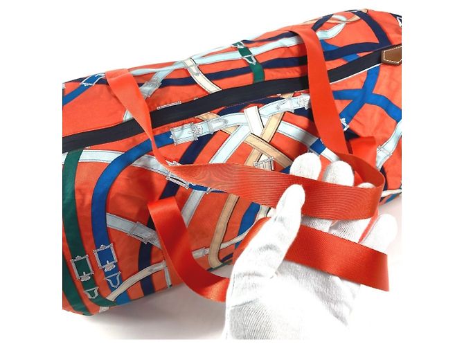 Hermès Borsa Duffle 44 HERMES Cavalcadour Airsilk Arancione - vista 6