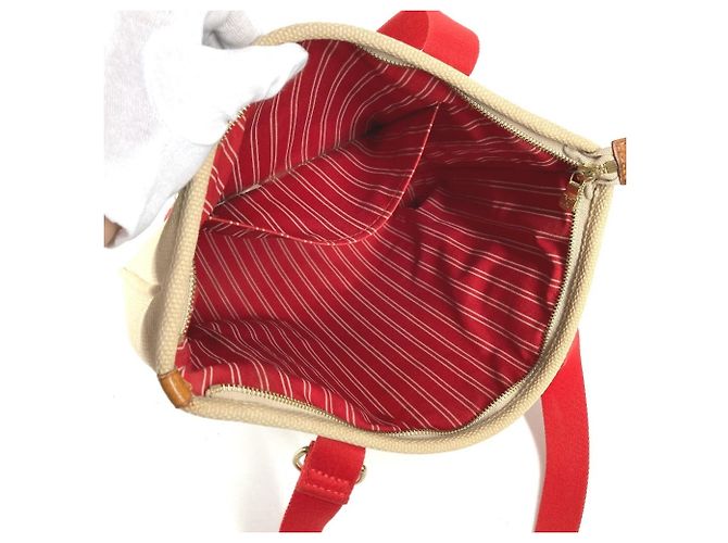 Louis Vuitton Antigua Cabas MM Tasche Rot Beige - Ansicht 10