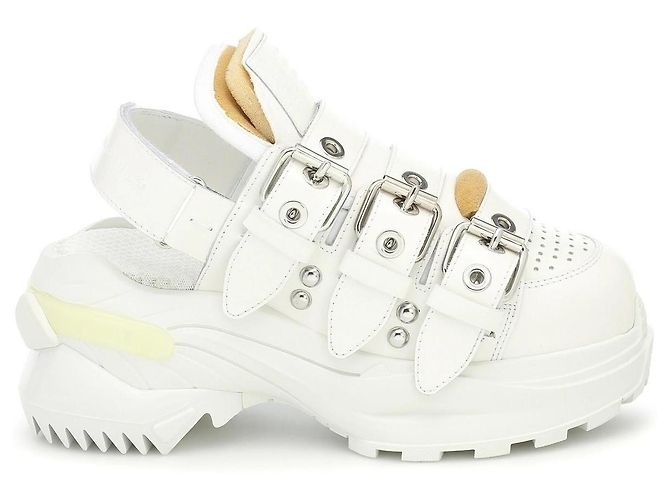 Mm6 Triple Strap Plattform Ledersneaker Weiß - Ansicht 3