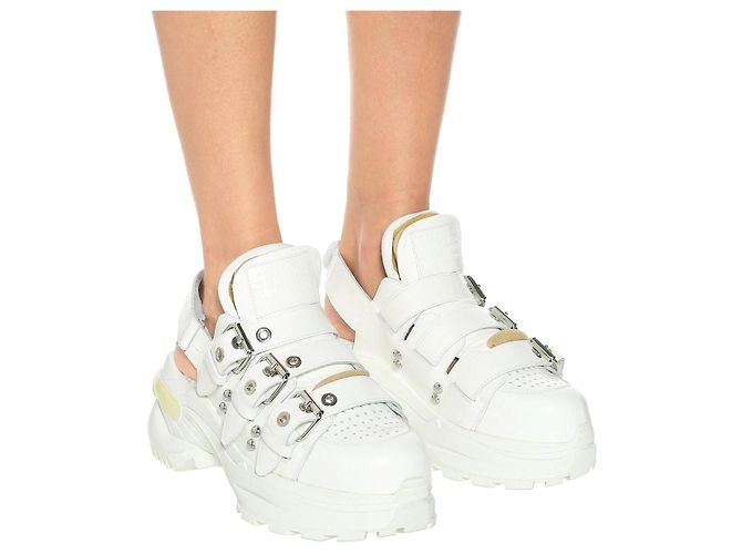 Mm6 Triple Strap Plattform Ledersneaker Weiß - Ansicht 4