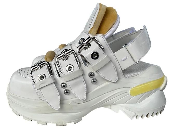 Mm6 Triple Strap Plattform Ledersneaker Weiß - Ansicht 6