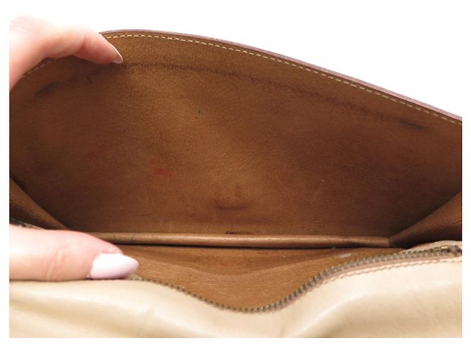 Céline BORSA CLUTCH POCHETTE CLASSICA BEIGE IN PELLE CELINE VINTAGE - vista 12