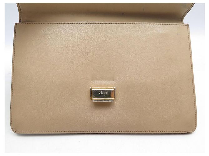 Céline BORSA CLUTCH POCHETTE CLASSICA BEIGE IN PELLE CELINE VINTAGE - vista 13