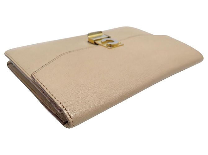Céline BORSA CLUTCH POCHETTE CLASSICA BEIGE IN PELLE CELINE VINTAGE - vista 4