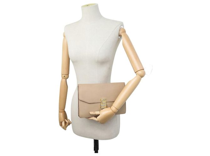 Céline BORSA CLUTCH POCHETTE CLASSICA BEIGE IN PELLE CELINE VINTAGE - vista 5