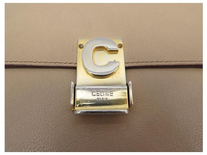 Céline BORSA CLUTCH POCHETTE CLASSICA BEIGE IN PELLE CELINE VINTAGE - vista 6