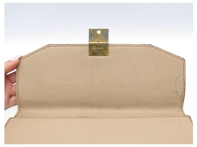 Céline BORSA CLUTCH POCHETTE CLASSICA BEIGE IN PELLE CELINE VINTAGE - vista 7