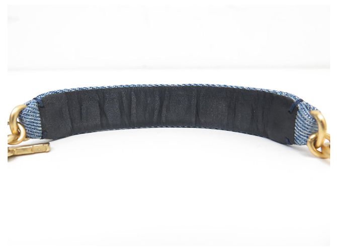 BRACCIALE LOGO CHANEL AB3354 METALLO DORATO & DENIM BLU 15.5CM BRACCIALE IN JEANS BLU - vista 11