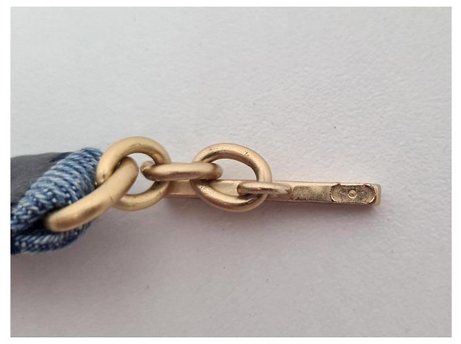 BRACCIALE LOGO CHANEL AB3354 METALLO DORATO & DENIM BLU 15.5CM BRACCIALE IN JEANS BLU - vista 16