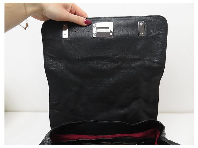 BARBARA BUI JULES PYTHON LEATHER BLACK SHOULDER BAG - view 15