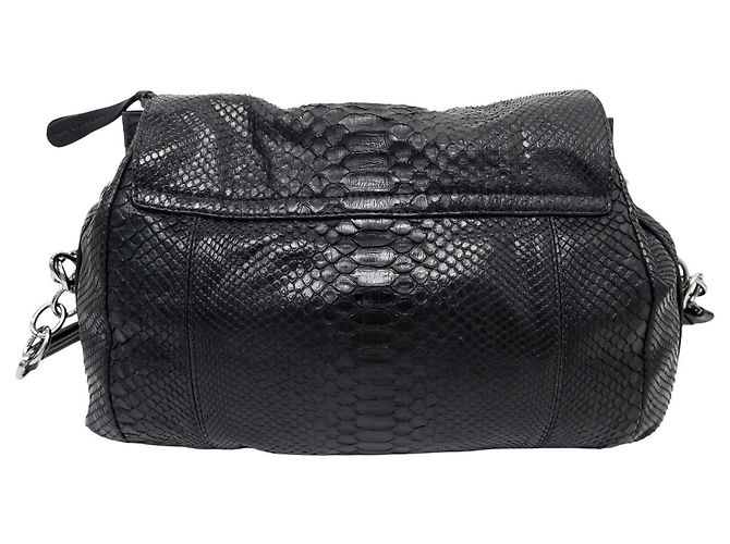 BARBARA BUI JULES PYTHON LEATHER BLACK SHOULDER BAG - view 2