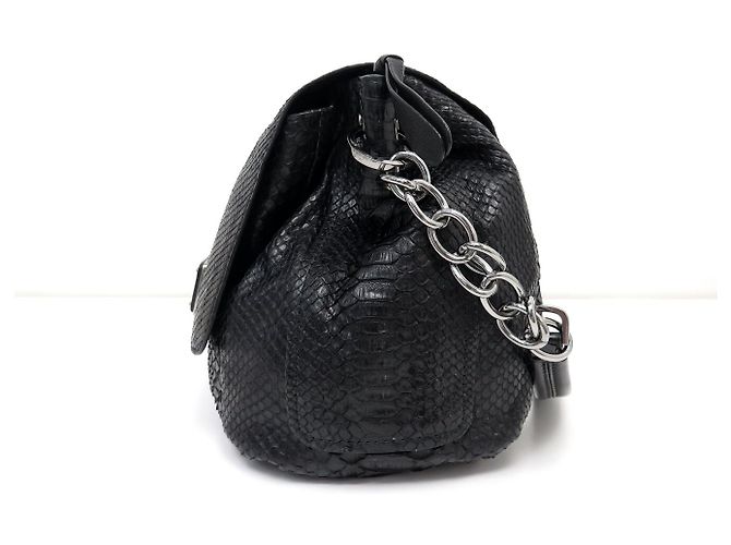 BARBARA BUI JULES PYTHON LEATHER BLACK SHOULDER BAG - view 3